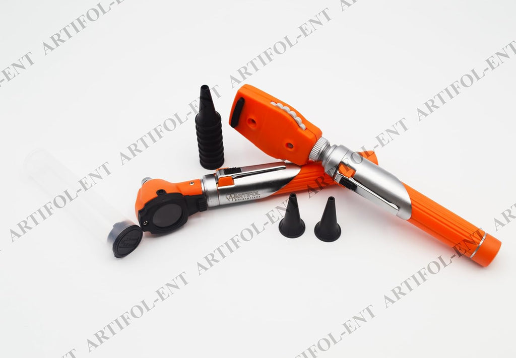 Artifol Student Home Use ENT Otoscope Examination Kit – Fiber Optic Diagnostic Set, Orange Color #OS1090