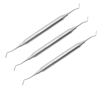 Set di strumenti per la retrazione del cordone gengivale – Strumenti di retrazione a doppia estremità dentati con impugnatura ergonomica cava (3 pezzi) – CSI1