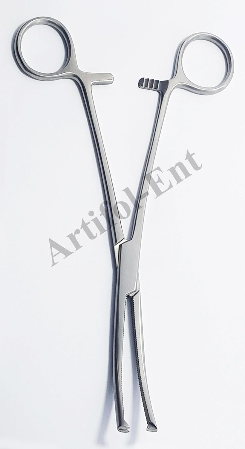 Rochester Ochsner (Kocher) Forceps – Curved, 1×2 Teeth, Serrated Jaws | Stainless Steel Surgical Clamps – 3 Pcs Set
