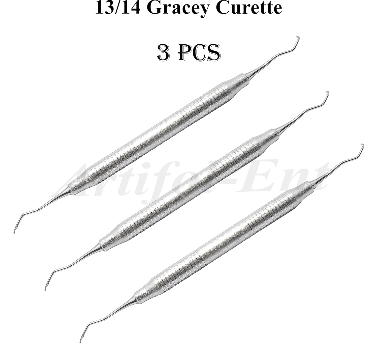 Gracey Curette 13/14 – Double End Dental Periodontal Instrument | Ergonomic Hollow Handle | 3-Piece Hygiene Tool Set #‎SG13/14XE2