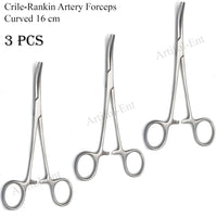 Rankin Crile Hemostat Artery Forceps Curved 16 cm (6.25") – Surgical Clamp | Stainless Steel Hemostatic Forceps – 3 Pcs Set #115910116