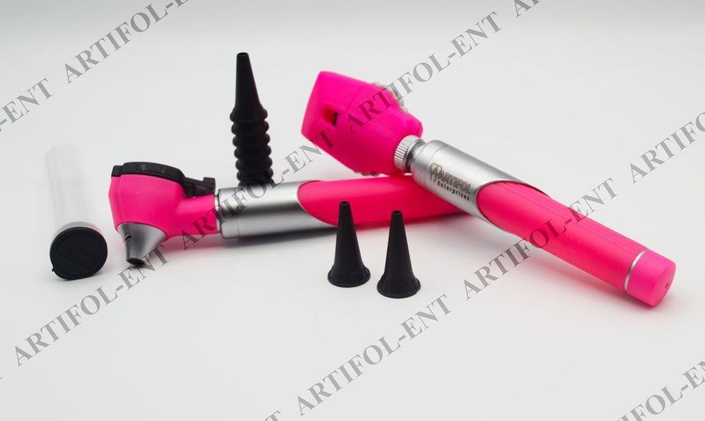 Artifol Student Home Use ENT Otoscope Examination Kit – Fiber Optic Diagnostic Set, Pink Color #OS1088