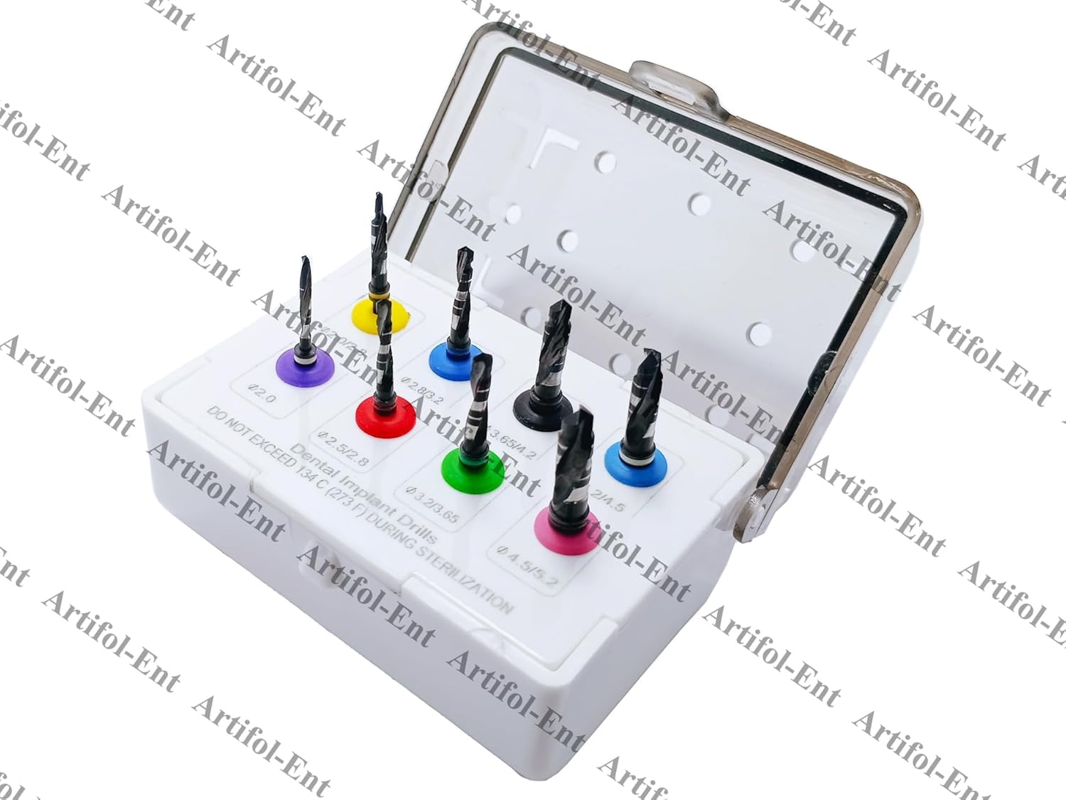 Dental Implant Drills Kit – 8-Piece Universal Implant Drill Set | Black-Coated Stainless Steel with Organizer Holder #OS1075