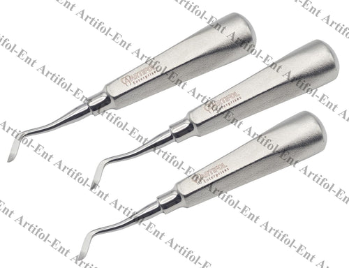 Set de 3 élévateurs pour ligament parodontal – Embout de 3 mm de large | Instruments d’élévation de précision en acier inoxydable | Embout large pour un meilleur contrôle, fort effet de levier et set professionnel durable #E191