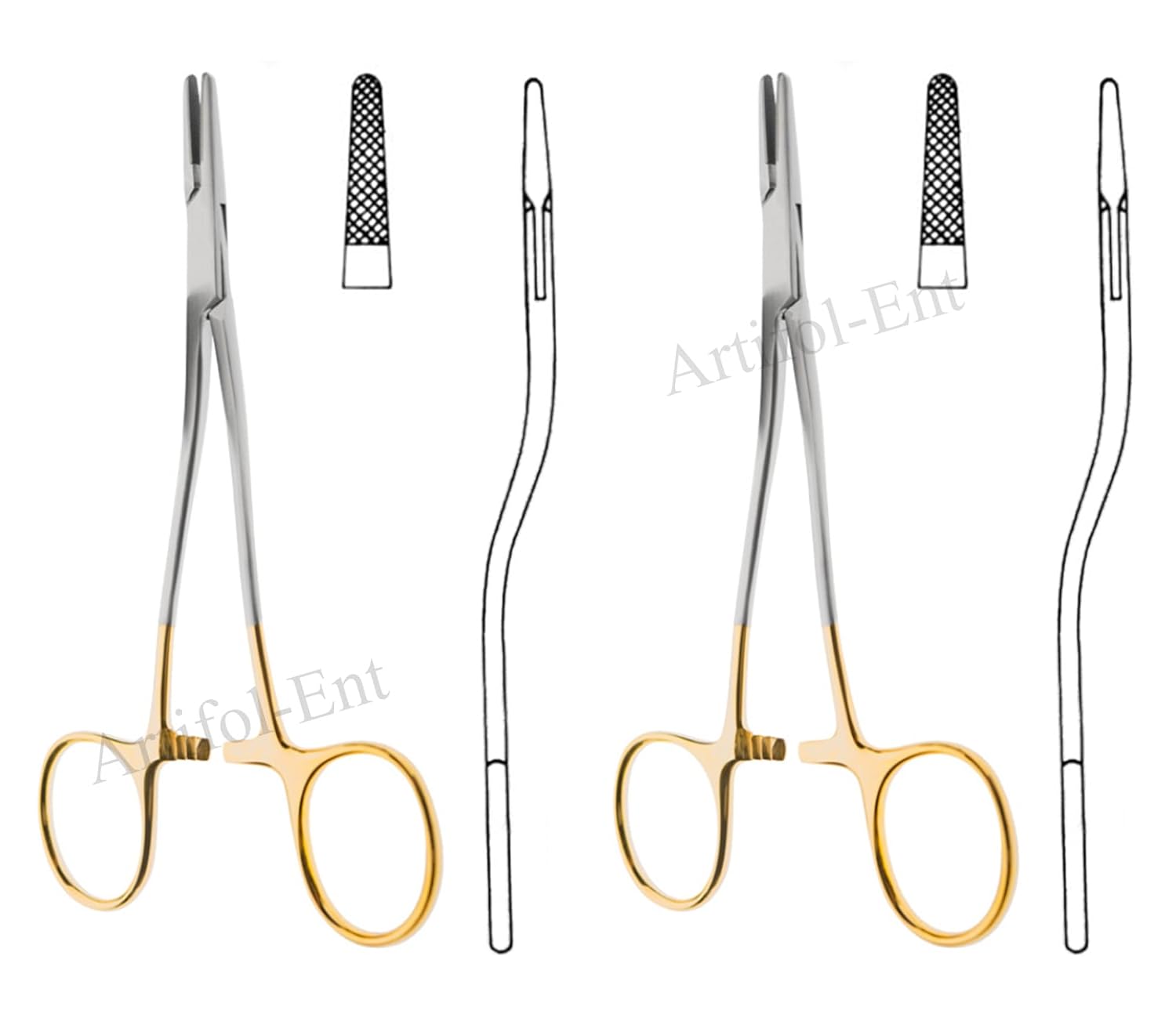 TC Kilner Needle Holder S-Shaped 13.5 cm (5.25") – Tungsten Carbide Serrated Tips | Surgical Dental Suturing Instrument | Stainless Steel | 2 Pcs