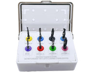 Kit de forets pour implants dentaires – Jeu universel de 8 forets pour implants | Acier inoxydable avec revêtement noir et support de rangement #OS1075
