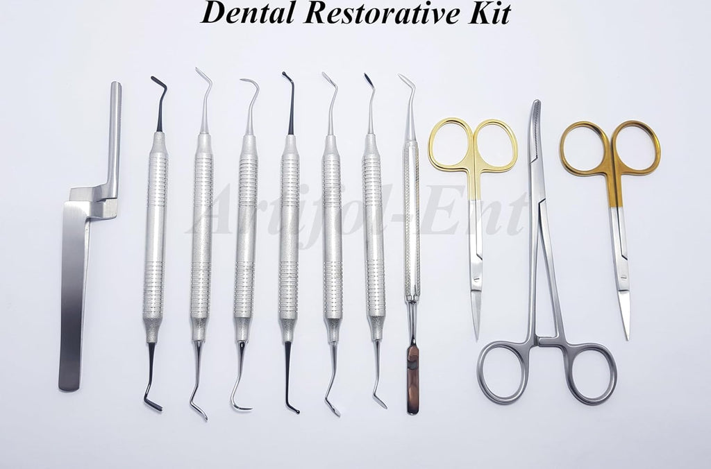 Dental Restorative Kit – 11-Piece Composite & Plastic Filling Instruments | Hygienist & Dentist Tool Set | Includes Scalers, Burnishers, Spatulas, Cord Packers, Scissors & Forceps #‎APF2,CRSPR,CSNT7,GCPCSi16