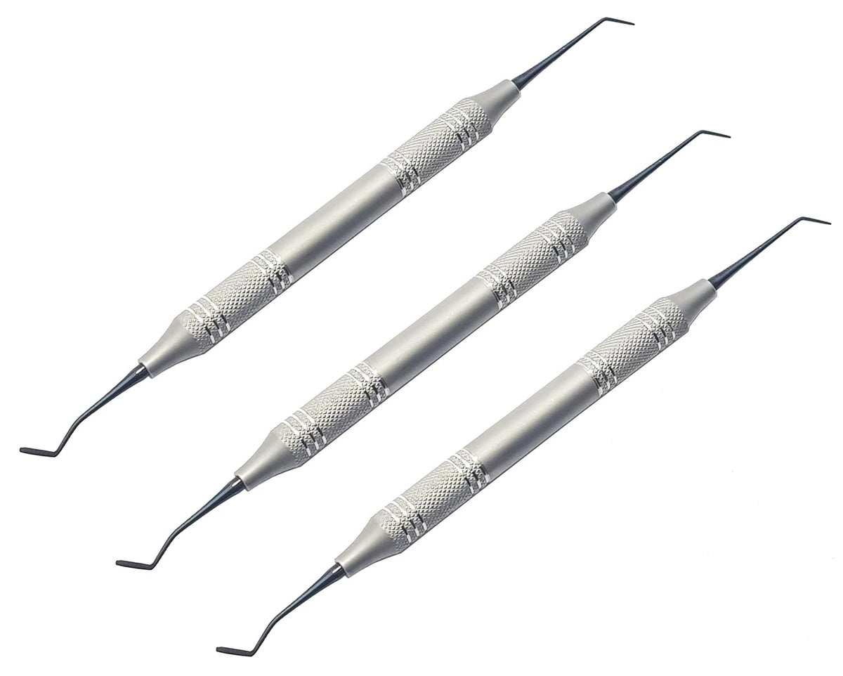 Set d’instruments de composite avec spatules postérieures – 3 pièces | Embouts revêtus de titane noir | Manches creuxs ergonomiques #TNPFIW31