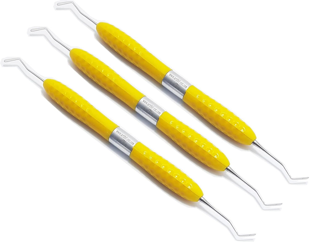 CT1 Dental Composite Resin Filling Instruments – 17 cm (3 Pcs Set)  Double-Ended Precision Tips | Yellow Silicone Handles | #CT1