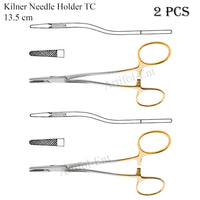Porte-aiguille TC Kilner en S, 13,5 cm (5,25") – Embouts dentelés en carbure de tungstène | Instrument de suture chirurgicale et dentaire | Acier inoxydable | 2 pièces