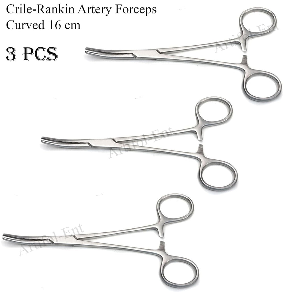 Rankin Crile Hemostat Artery Forceps Curved 16 cm (6.25") – Surgical Clamp | Stainless Steel Hemostatic Forceps – 3 Pcs Set #115910116