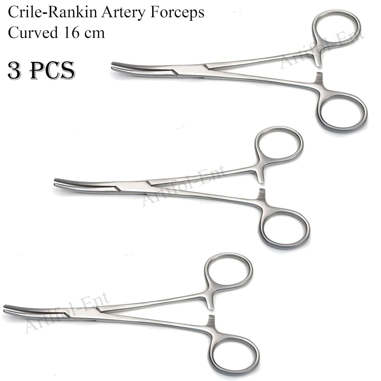 Rankin Crile Hemostat Artery Forceps Curved 16 cm (6.25") – Surgical Clamp | Stainless Steel Hemostatic Forceps – 3 Pcs Set #115910116