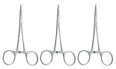 Premium Halstead Mosquito Artery Forceps – Straight & Curved 12.5 cm (5") Hemostatic Surgical Clamp | Stainless Steel Hemostat | 3 Pcs