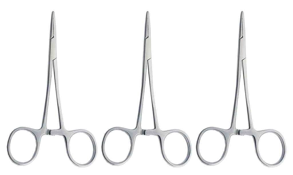 Premium Halstead Mosquito Artery Forceps – Straight & Curved 12.5 cm (5") Hemostatic Surgical Clamp | Stainless Steel Hemostat | 3 Pcs