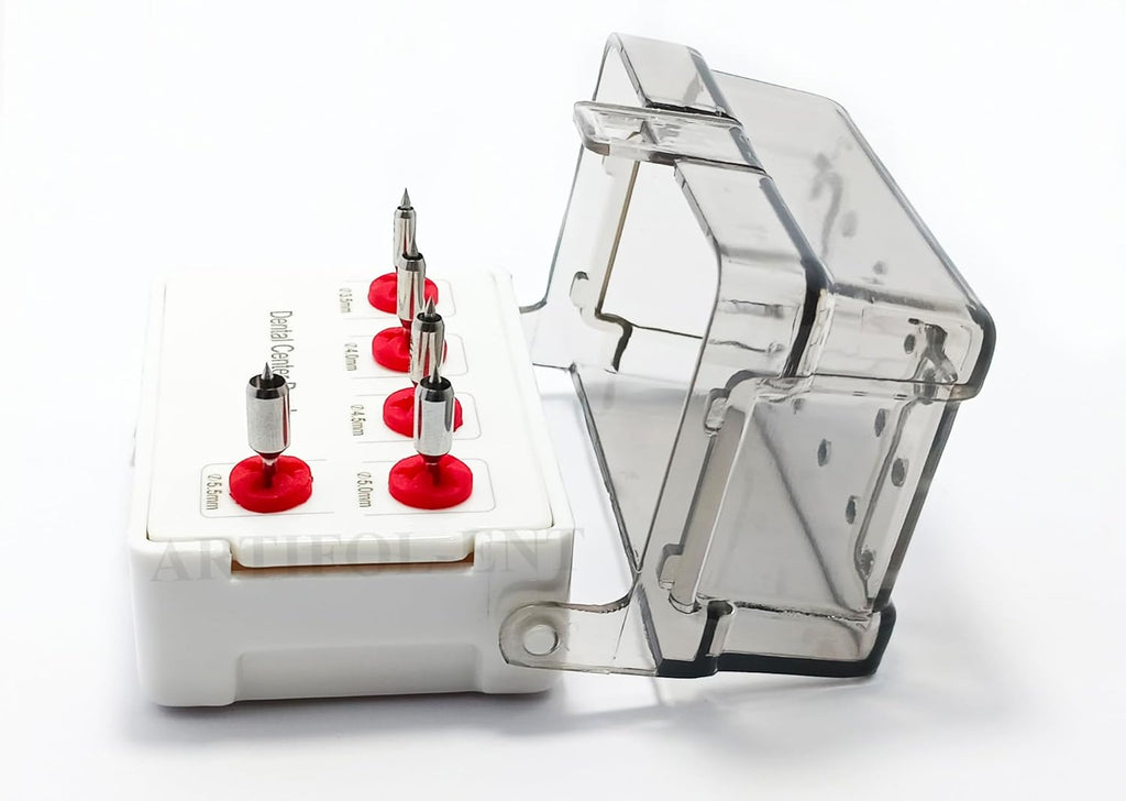 Rotary Center Tissue Punch OS1051 – 5 Pcs Dental Implant Soft Tissue Punch Set with Plastic Holder | Stainless Steel Center Drill Punch #OS1051