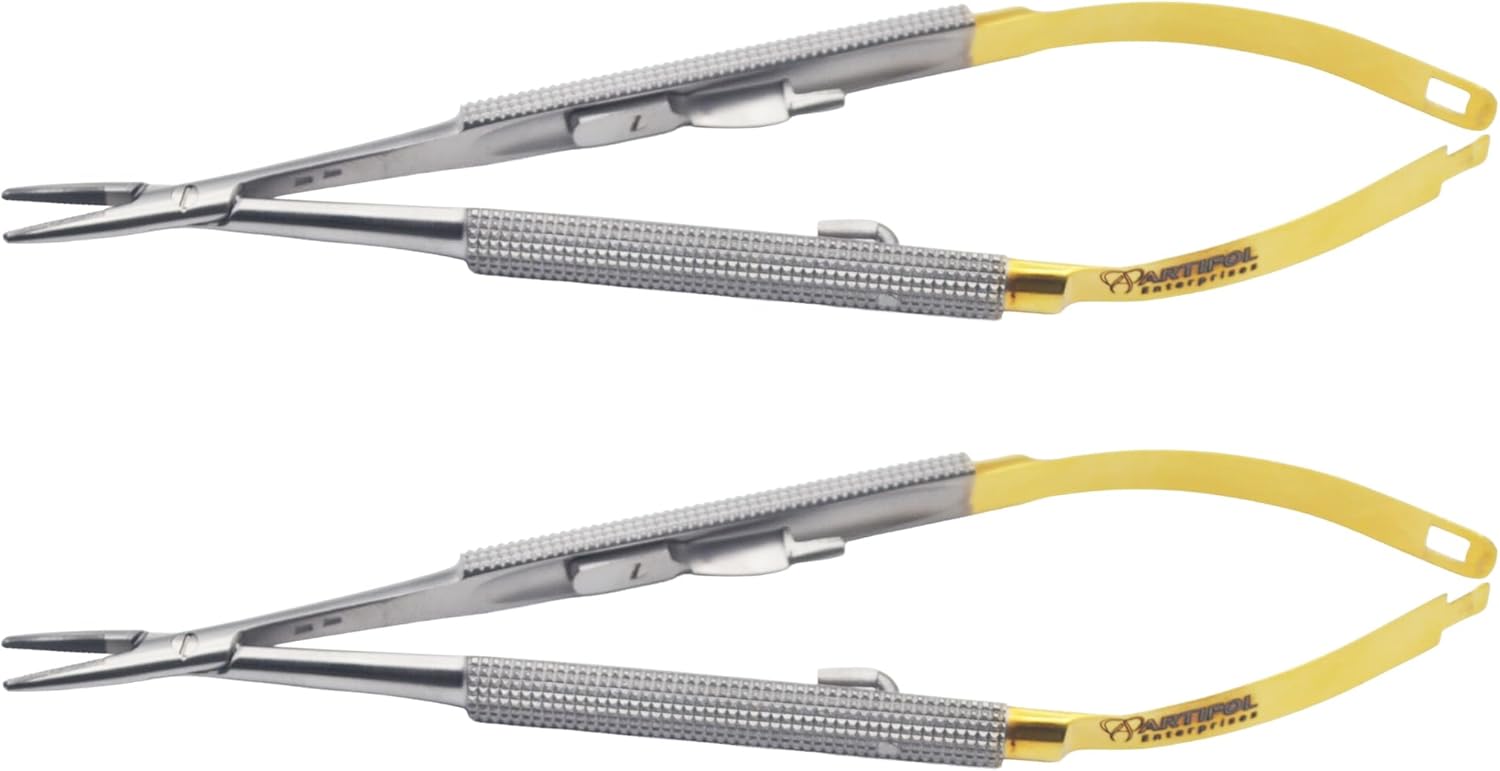 Master-Pack: TC Castroviejo Micro-Needle Holders – 14 cm Straight (2 Pcs Set) Elite Tungsten Carbide (TC) Jaw Inserts | High-Precision Spring-Action Design | #132910215-1