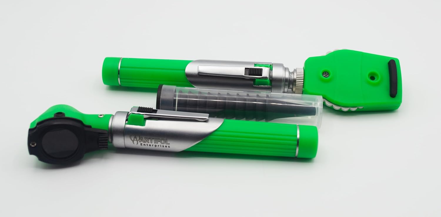 Student Home Use New Ent Otoscope & Ophthalmoscopes Examination Kit Fiber Optic Diagnostic Set Black Color OS1015