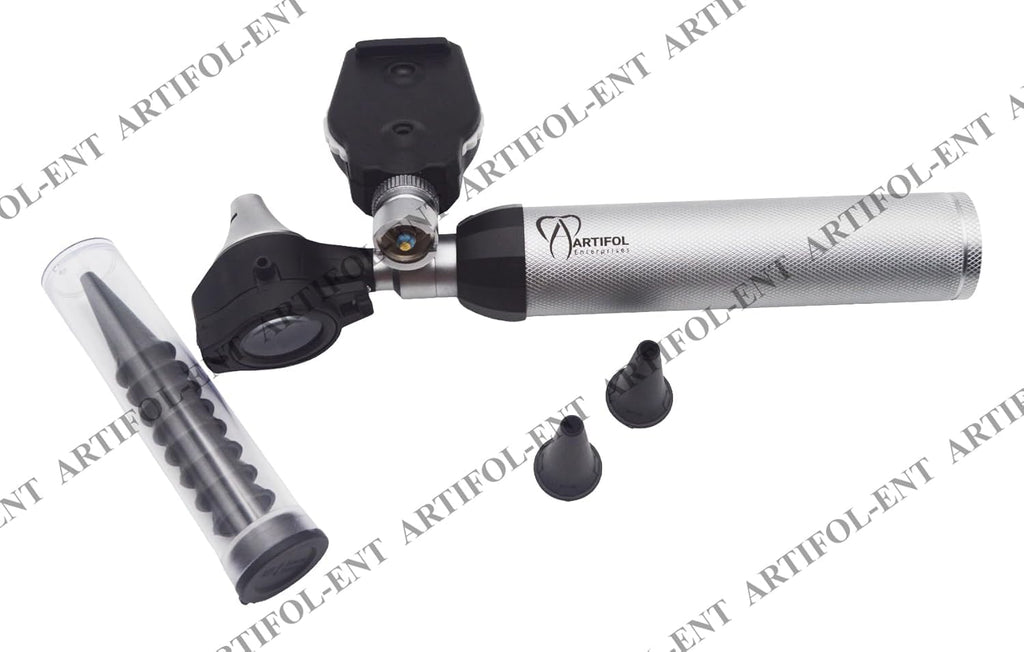 2-in-1 Ear Scope Set – Portable Fiber Optic Otoscope Exam & Diagnostic Kit | Brass Construction, Bright Illumination, Ergonomic Handle | Reusable ENT Instrument #OS10116