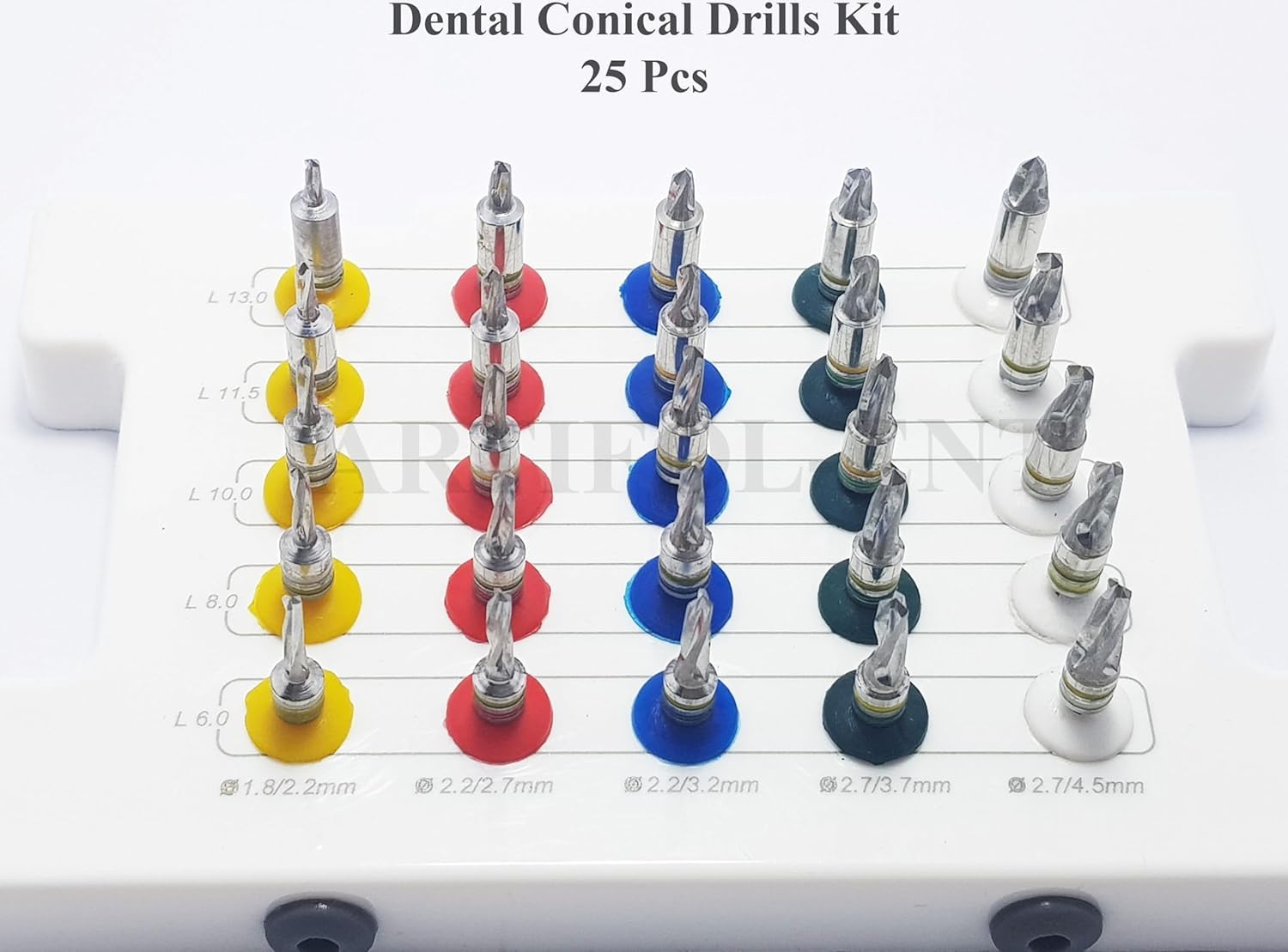 Conical Drills Set with Stoppers – 25 Pcs Dental Implant Drill Kit with Storage Box | Surgical Implant Tools #OS1048