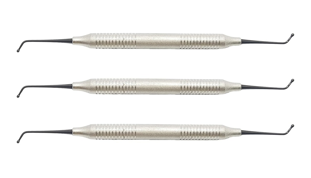 Brunissoir à boules n° 18 – Instrument dentaire à double extrémité pour obturations en composite et en amalgame | Manche creux ergonomique | Acier inoxydable | Lot de 3 pièces n° TNBB18