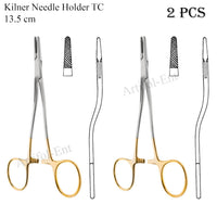 Porte-aiguille TC Kilner en S, 13,5 cm (5,25") – Embouts dentelés en carbure de tungstène | Instrument de suture chirurgicale et dentaire | Acier inoxydable | 2 pièces