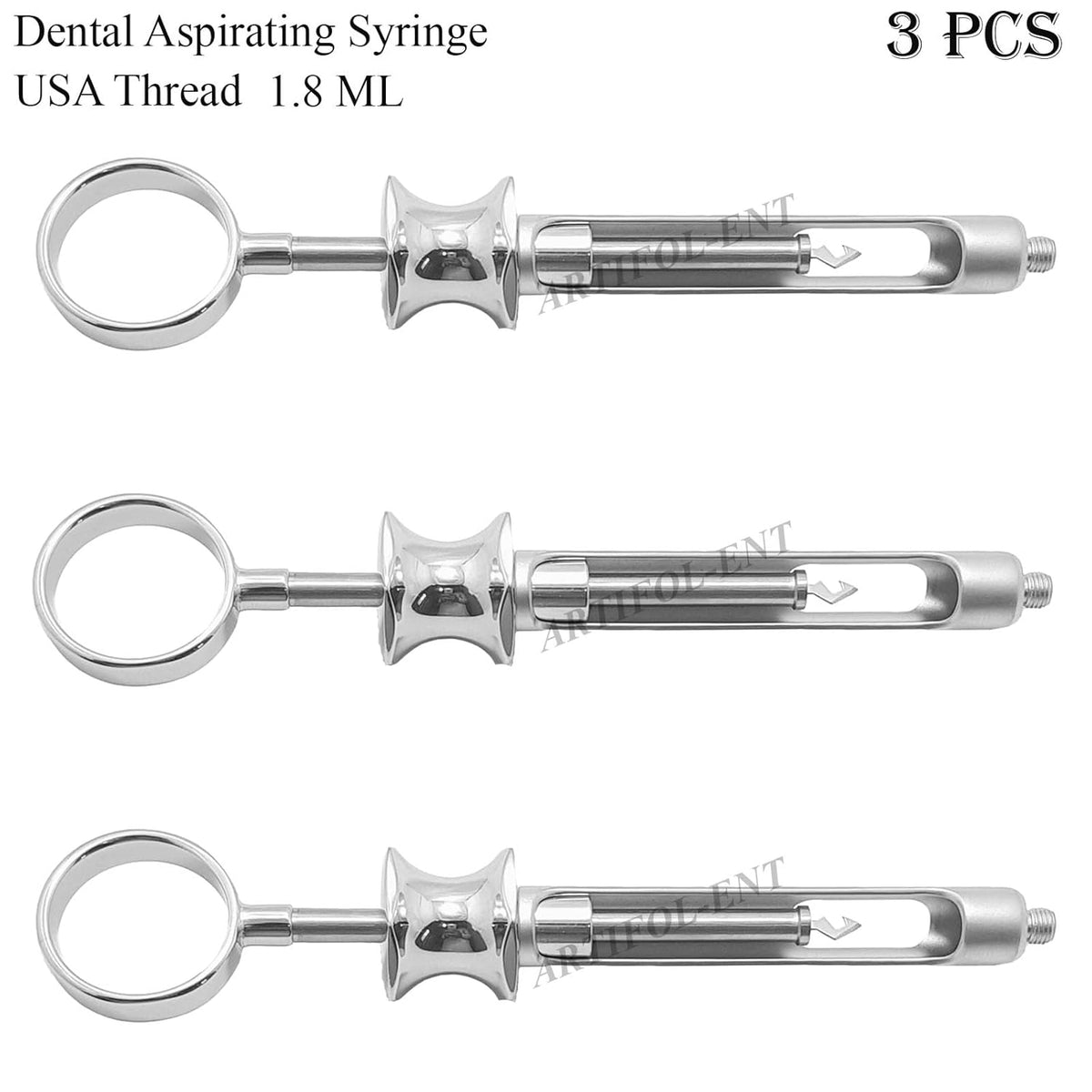 Set di 3 siringhe per aspirazione anestetico dentale da 1,8 ml – Siringa con cartuccia con filettatura USA | Strumenti dentali di qualità premium