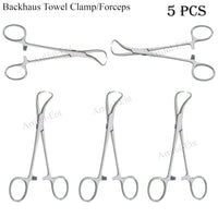 Backhaus Handtuchklemme 11 cm (4,5 Zoll) – Chirurgische Hämostasezange aus Edelstahl (5-teiliges Set) #115910343