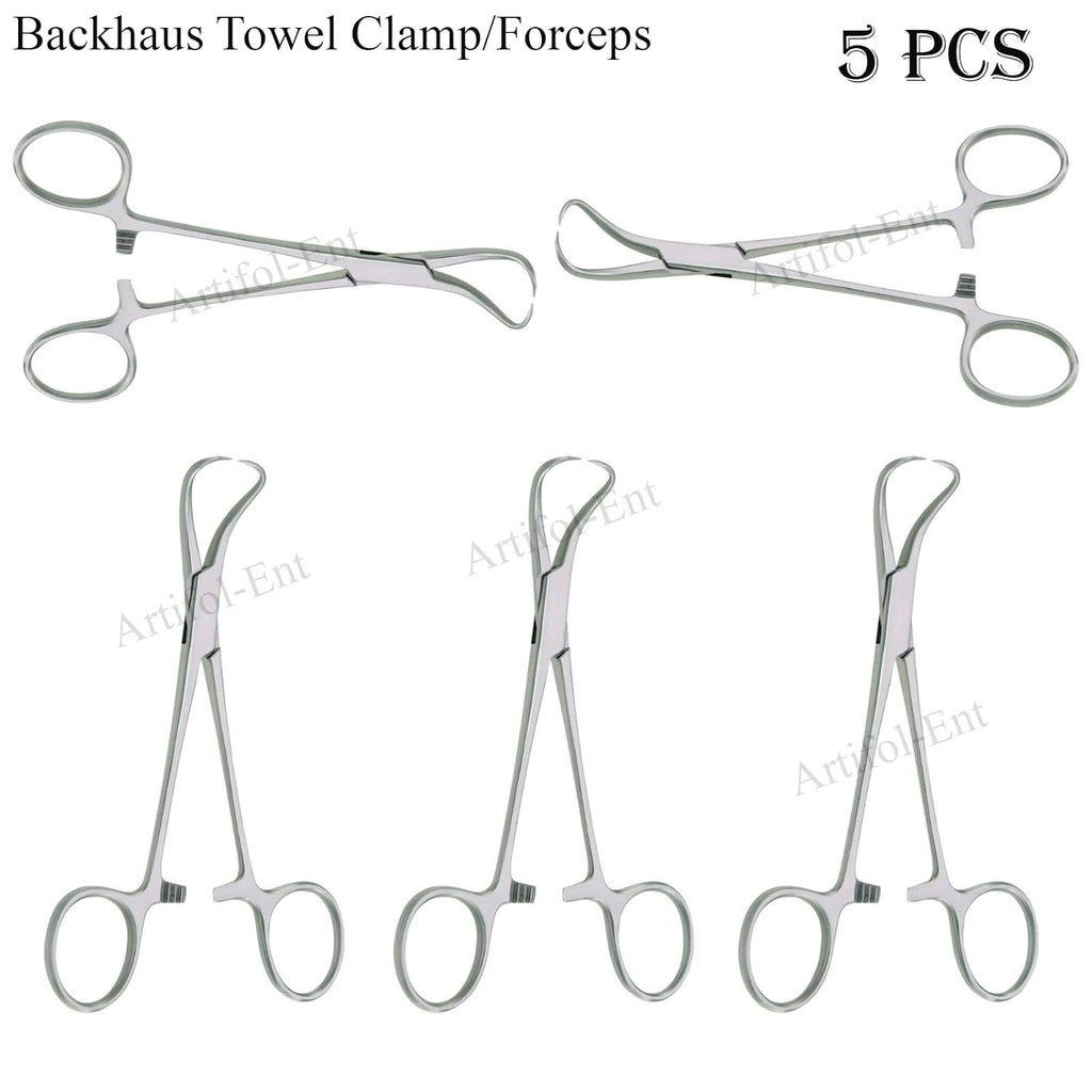 Backhaus Towel Clamp - 15cm (6") Stainless Steel Surgical Forceps 5 Pcs Set #115910345