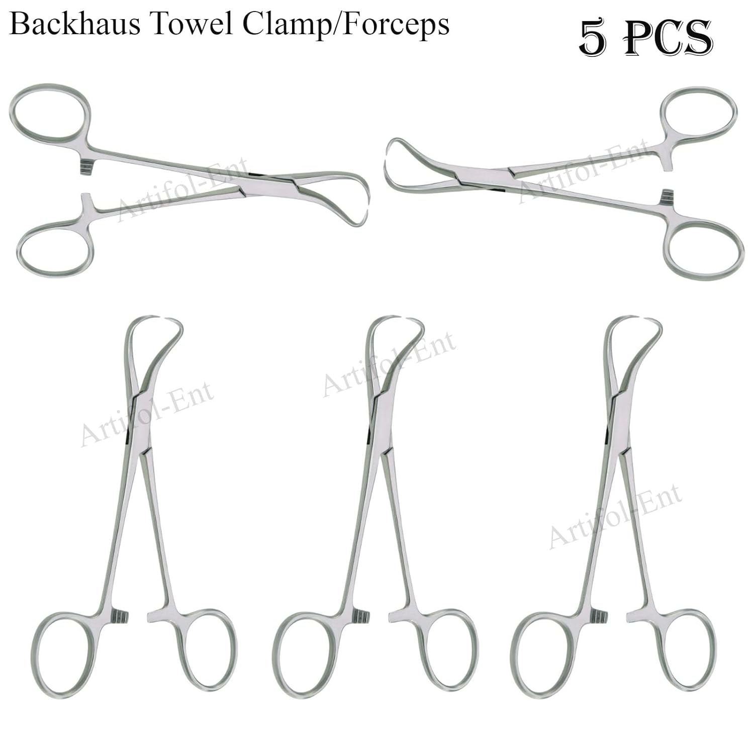 Backhaus Towel Clamp - 15cm (6") Stainless Steel Surgical Forceps 5 Pcs Set #115910345