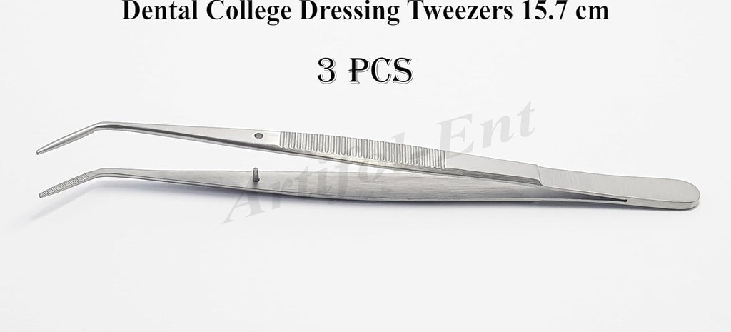 College Tweezers / Cotton Pliers – 3-Piece Set, 15.7 cm (6") | Surgical & Dental Forceps with Serrated Tips #114500011