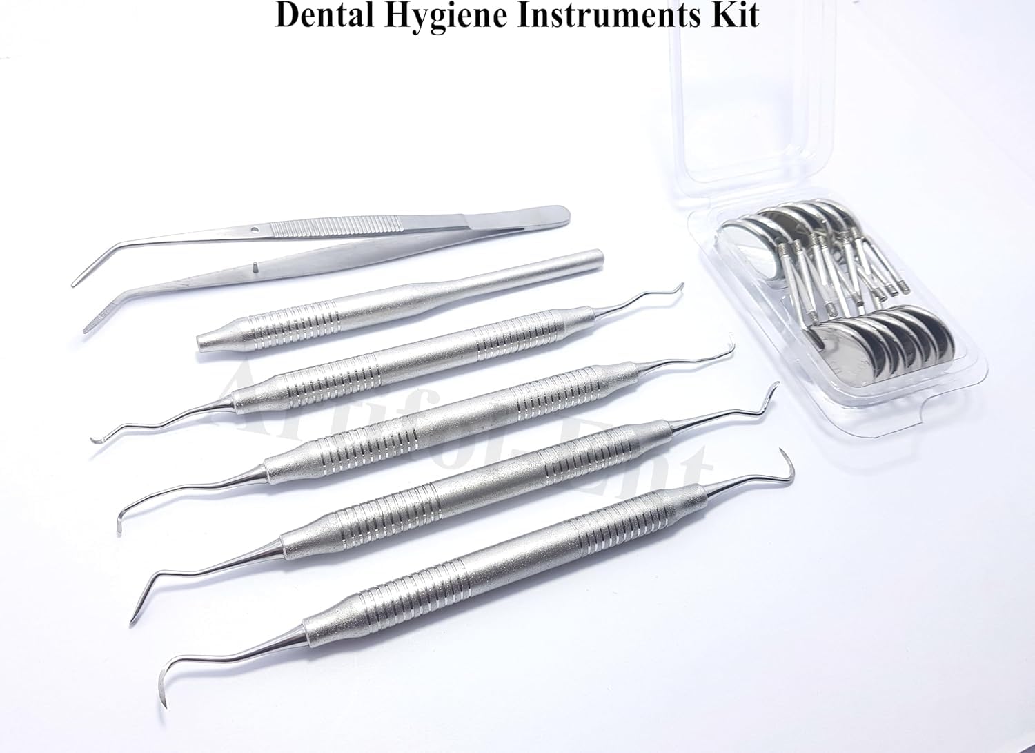 Dental Hygiene Set Gracey Curette, Hygienist Scaler, Sickle Scaler, Dental Mirrors with Mirror Handle, College Tweezers/Cotton Plier Hygienists Instruments Tool kit 18 Pcs