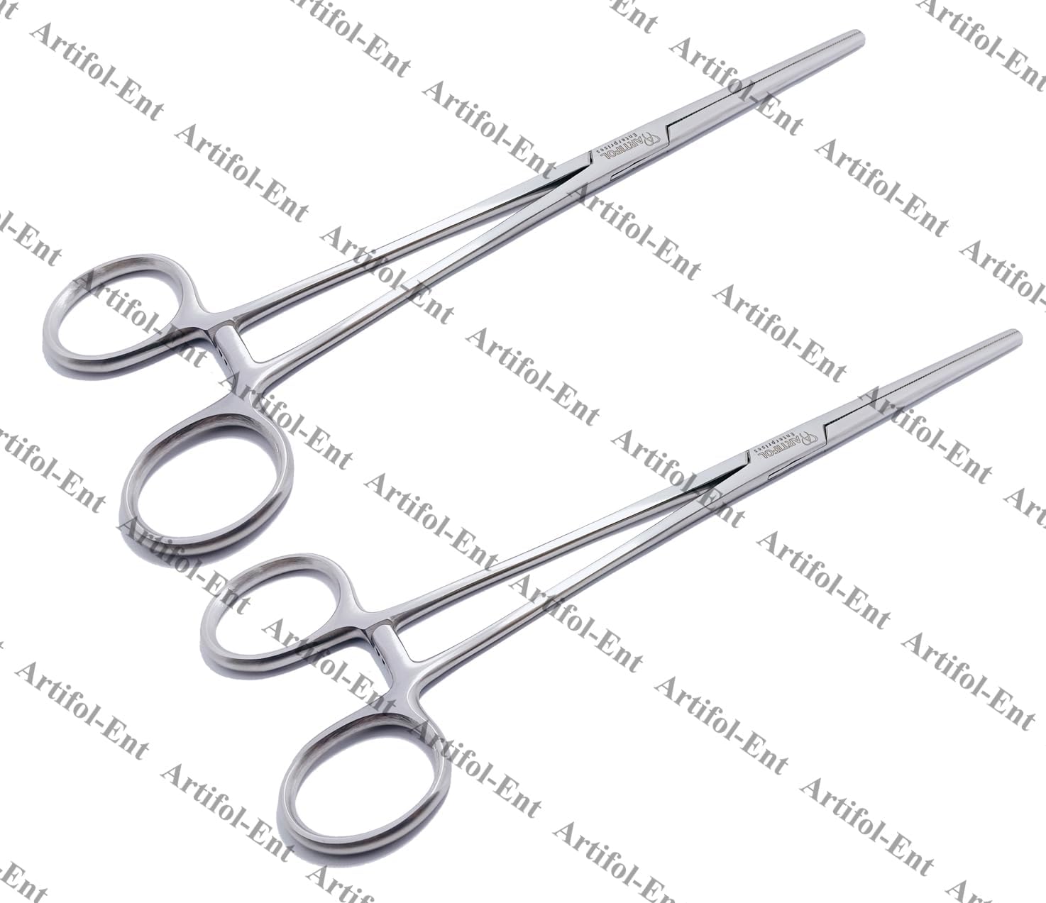 Artery Forceps – Straight, 24 cm (9.5") | Stainless Steel Hemostatic Forceps with Serrated Jaws & Ratchet, 2-Piece Set #115910221