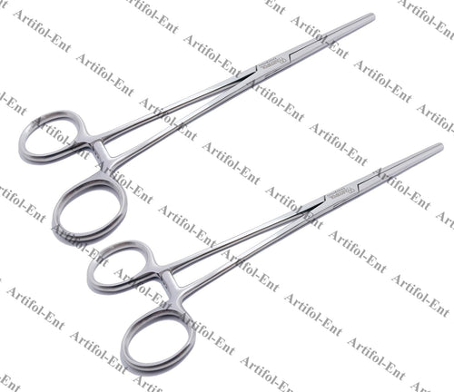 Pinza per arteria – dritta, 24 cm (9,5") | Pinza emostatica in acciaio inossidabile con ganasce seghettate e cricchetto, set da 2 pezzi #115910221