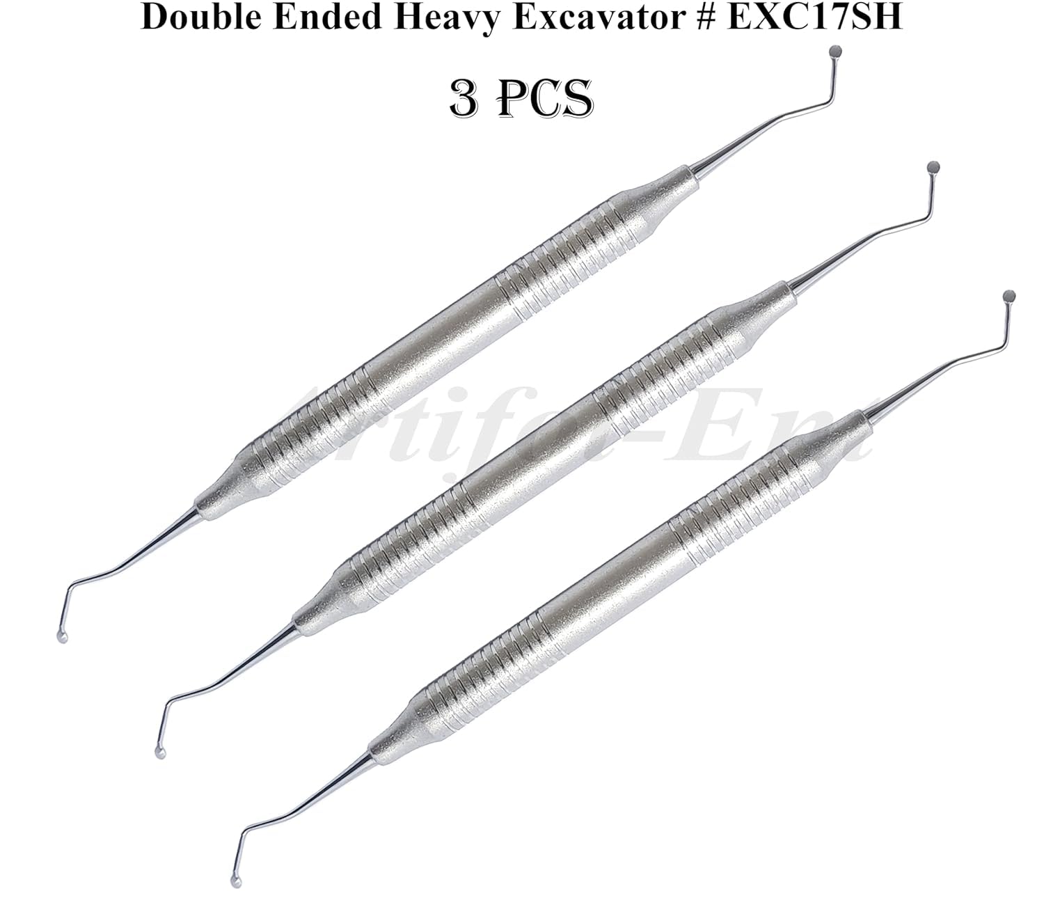 Double Ended Dental Heavy Excavator Spoon 17cm EXC17SH 3 Pcs Set Stainless Steel Restorative Instruments Endodontic Tools Slip Resistant Handle