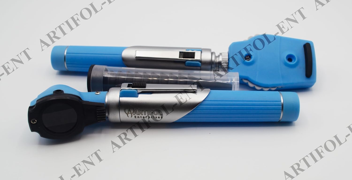 Artifol Student Home Use ENT Otoscope Examination Kit – Fiber Optic Diagnostic Set, Sky Blue Color #OS1097