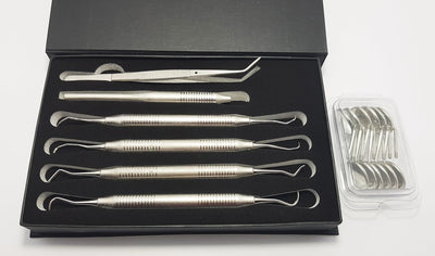 Dental Hygiene Set Gracey Curette, Hygienist Scaler, Sickle Scaler, Dental Mirrors with Mirror Handle, College Tweezers/Cotton Plier Hygienists Instruments Tool kit 18 Pcs