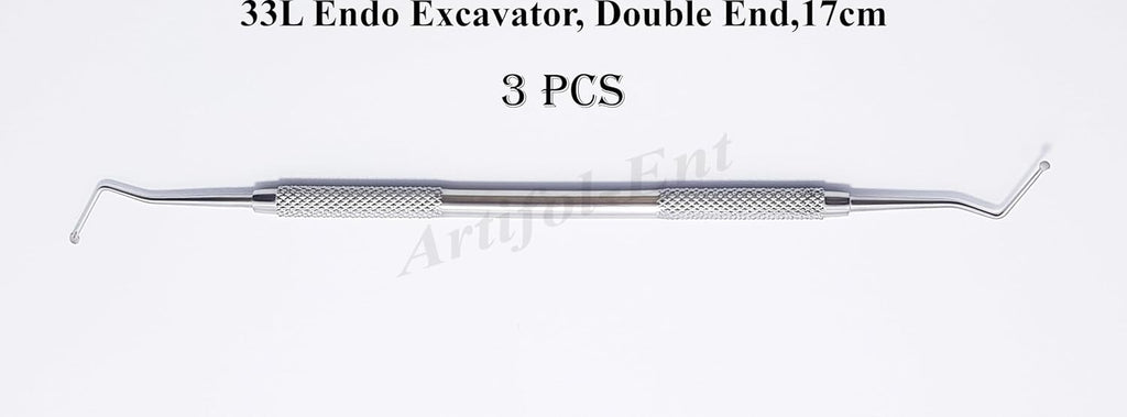 3 Pcs Dental Endodontic Spoon Excavators 17cm Double Ended 33L Stainless Steel Restorative Endo Instruments # EXC33L