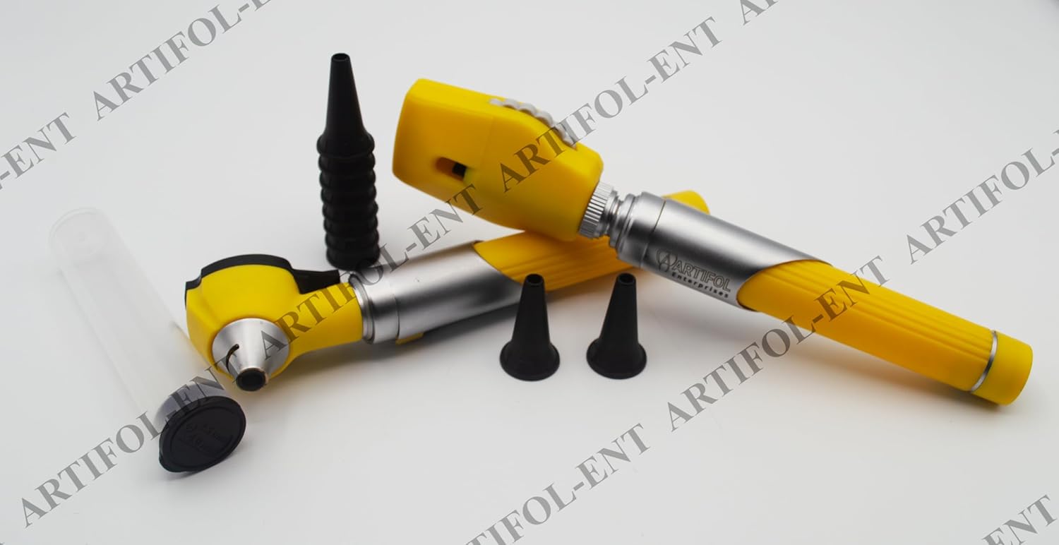 Artifol - Student Home Use New Ent - Otoscope Examination Kit Fiber Optic Diagnostic Set Yellow Colour # OS1089