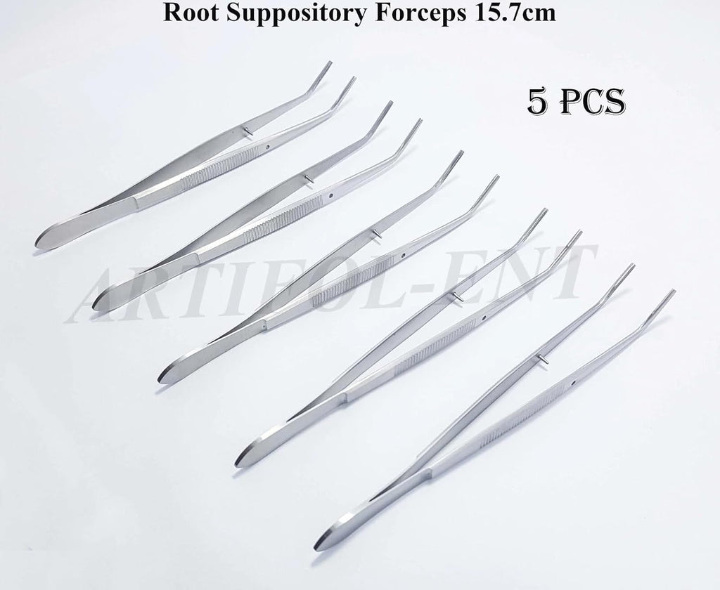 Dental Root Tweezers 15.7 cm (6.25") – Surgical Dental Forceps | Stainless Steel Root Handling Tools – 5 Pcs Set #114500051
