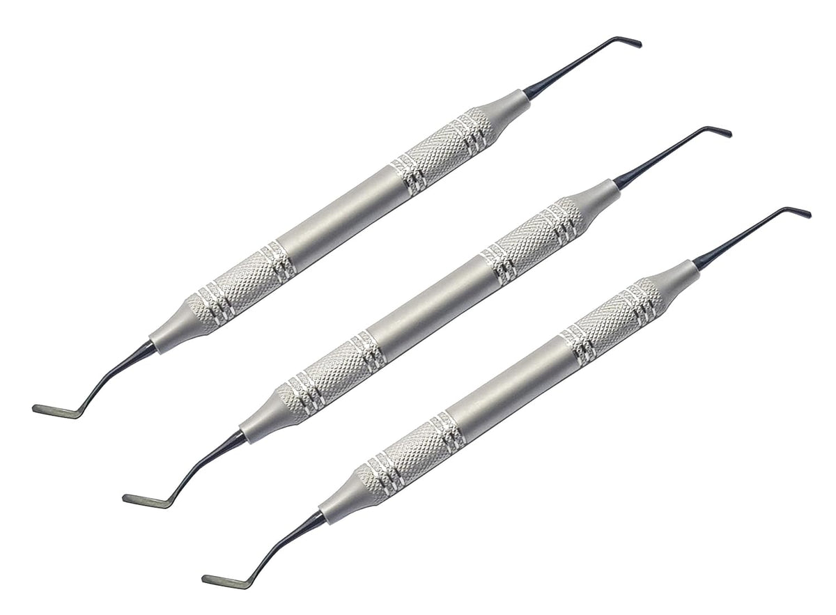 Rounded Plugger Tip Goldstin Flexy-Thin Composite Filling Instrument Set – 3 Pcs | Titanium Black-Coated Tips | Ergonomic Hollow Handle #TNCIGFT1