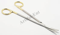 TC Metzenbaum Delicate Dissecting Scissors Curved 18 cm (7”) – 2 Pcs | Tungsten Carbide Inserts | Gold Ring Handles #113910650