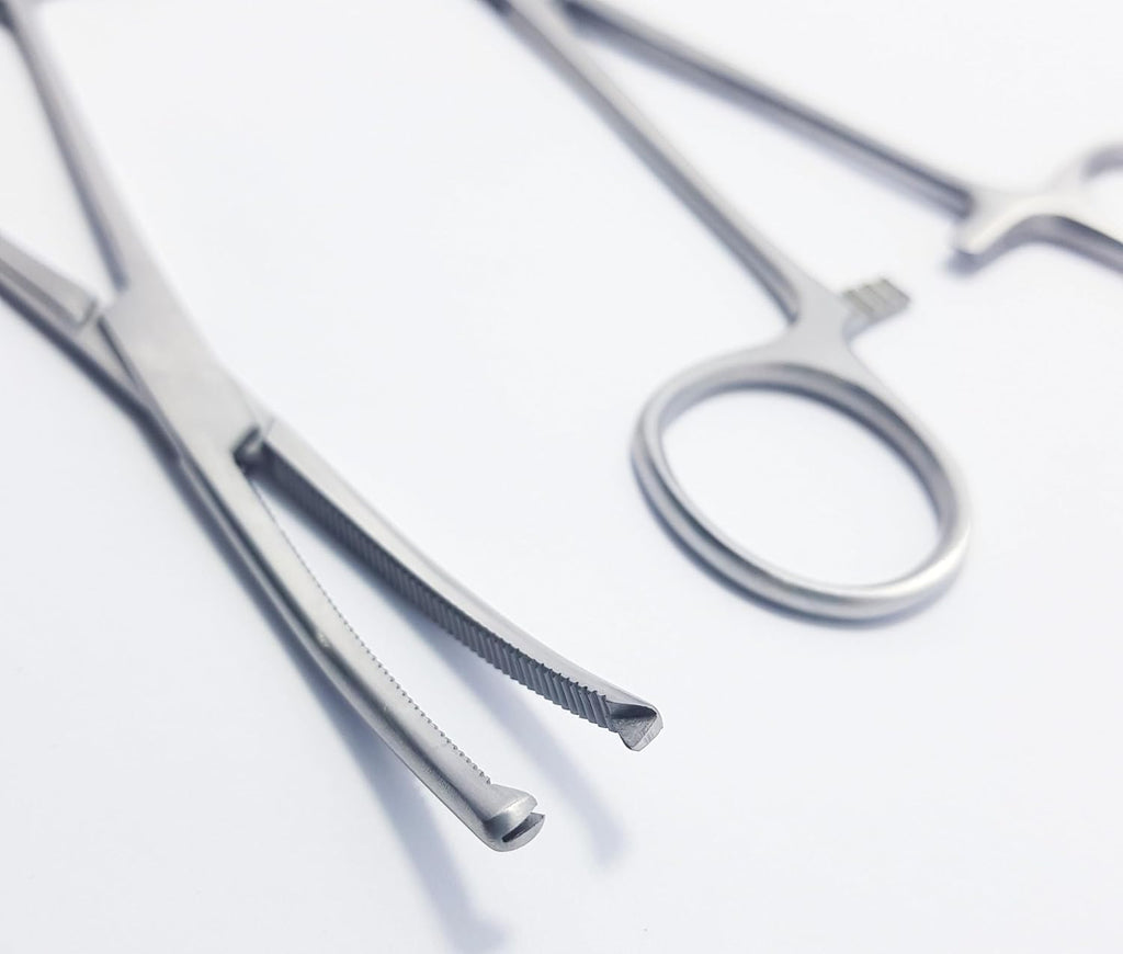 Rochester Ochsner Kocher Forceps – Curved 6.25" (16 cm), 1x2 Teeth, Serrated Jaws | 2-Piece Clamping Forceps Set #115910142| Stainless Steel, Reusable & Autoclavable