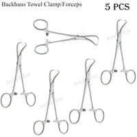 Backhaus Handtuchklemme 11 cm (4,5 Zoll) – Chirurgische Hämostasezange aus Edelstahl (5-teiliges Set) #115910343
