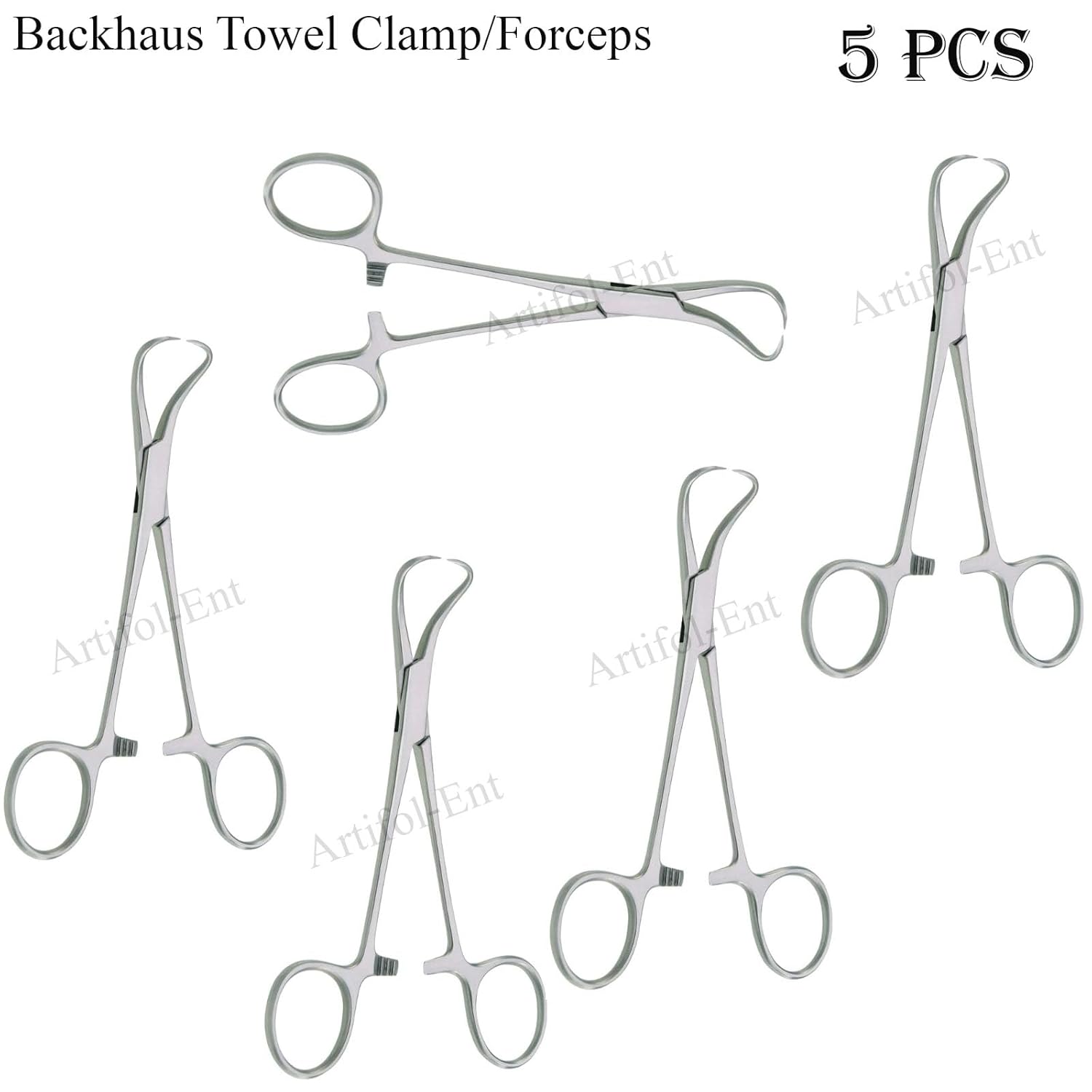 Backhaus Towel Clamp - 15cm (6") Stainless Steel Surgical Forceps 5 Pcs Set #115910345