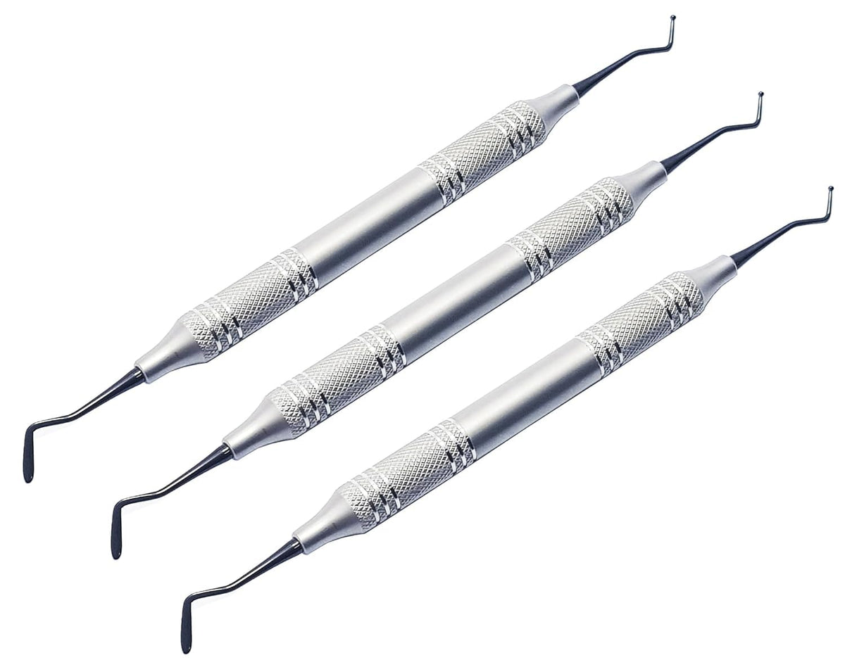 Large Placing/Condensing Composite Filling Instrument Set – 3-Piece Dental Kit | Titanium Black-Coated Tips, Non-Stick Finish, Ergonomic Hollow Handles #TNCIPCL