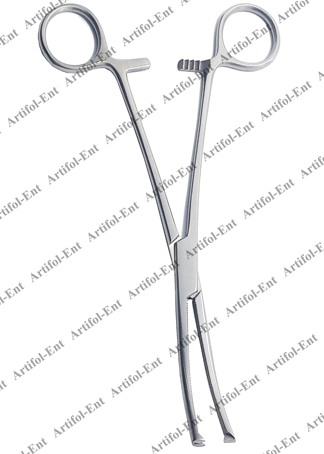 Rochester Ochsner Forceps Set – Curved 7" (18 cm) | 1×2 Teeth Kocher Clamps with Serrated Jaws | Stainless Steel – 3 Pcs #115910143