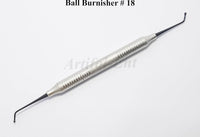 Brunissoir à boules n° 18 – Instrument dentaire à double extrémité pour obturations en composite et en amalgame | Manche creux ergonomique | Acier inoxydable | Lot de 3 pièces n° TNBB18