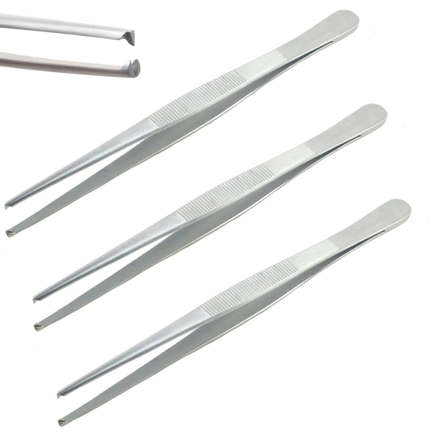 Tissue Forceps 1×2 Teeth – 11.5 cm & 14.5 cm  Surgical Kocher Tweezers | Stainless Steel Tissue Forceps | 3 Pcs