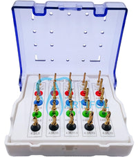 Kit di 25 trapani per impianti dentali guidati - Tappi e misure assortiti, completamente autoclavabili con custodia in plastica - Set di trapani rivestiti in oro n. OS1069