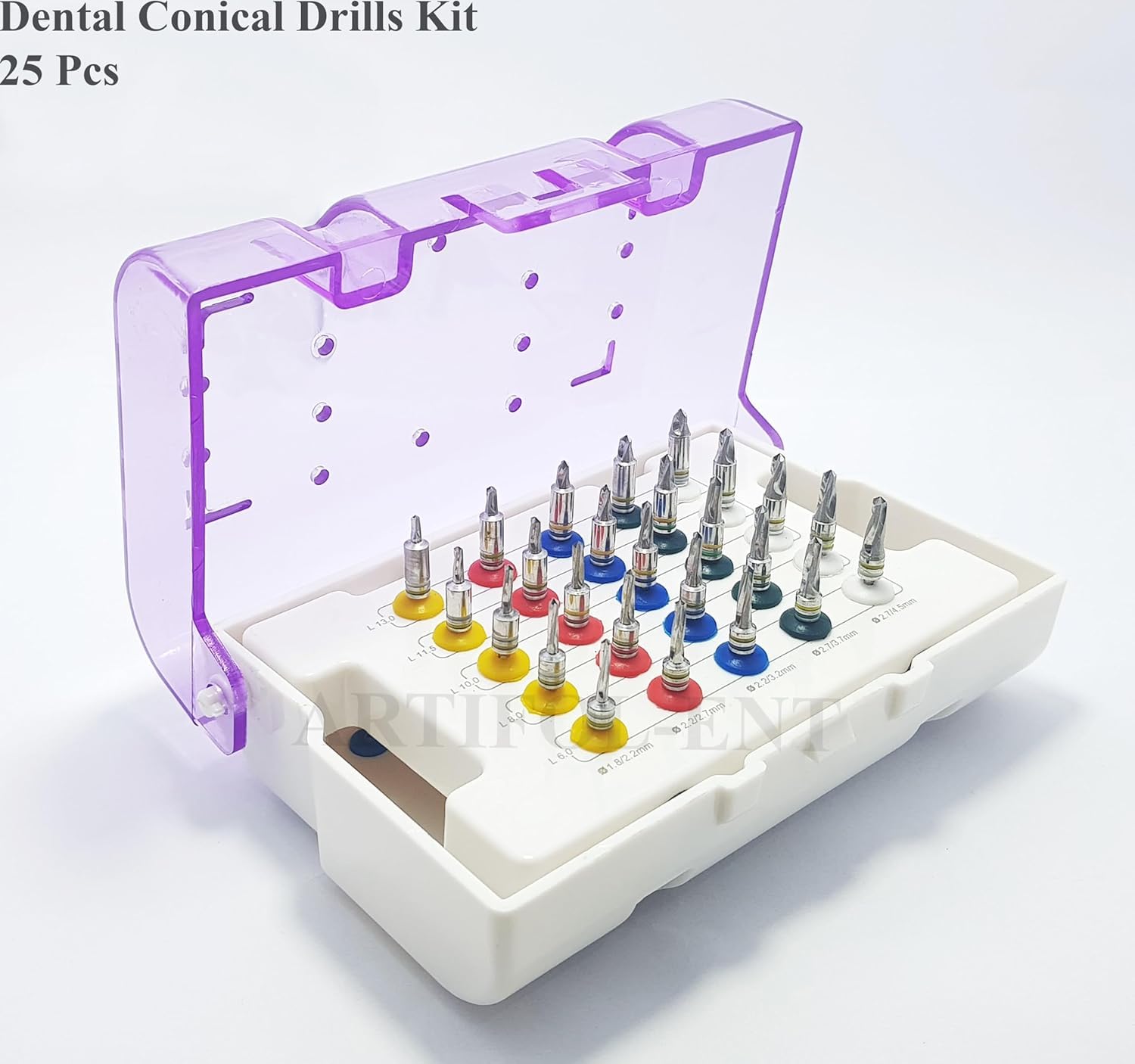 Conical Drills Set with Stoppers – 25 Pcs Dental Implant Drill Kit with Storage Box | Surgical Implant Tools #OS1048